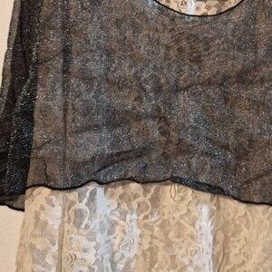 ELEGANT FASHIONABLE STYLISH HIGH-QUALITY LACE SHIRT BLOUSE TOP BLACK CREAM RUE21
